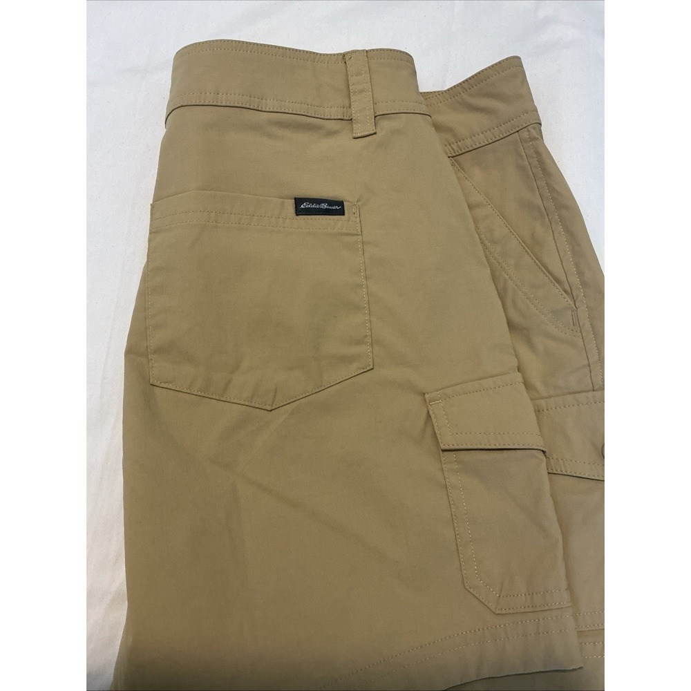 2 Eddie Bauer Womens Cargo Hiking Golf Shorts Sz 14 Gray Khaki - Picture 8 of 16